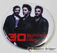 Thirty Seconds To Mars (30 Seconds To Mars) - Band (Значок) ― купити футболку в Україні, замовити футболку поштою, ціни, опис, фото футболок, купити кухлі, бейсболки, весна, кружки, рюкзаки, гаманці, літо, бандани, шкіряні вироби, осінь, джинси, кросівки, куртки, шорти, шапки, батніки, шкарпетки, зима, білизна, майки, сорочки, сумки, молодіжні аксесуари, вуличний стиль кежуал стайл | Інтернет-магазин футболок та іншого молодіжного одягу - GRAFFITI STREET - GraffitiStreet.Com.Ua