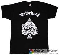 Motorhead - 01 - Ace Of Spades (чорна футболка) ― купити футболку в Україні, замовити футболку поштою, ціни, опис, фото футболок, купити кухлі, бейсболки, весна, кружки, рюкзаки, гаманці, літо, бандани, шкіряні вироби, осінь, джинси, кросівки, куртки, шорти, шапки, батніки, шкарпетки, зима, білизна, майки, сорочки, сумки, молодіжні аксесуари, вуличний стиль кежуал стайл | Інтернет-магазин футболок та іншого молодіжного одягу - GRAFFITI STREET - GraffitiStreet.Com.Ua