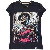 A Nightmare On Elm Street (Чорна Жіноча Футболка) ― купити футболку в Україні, замовити футболку поштою, ціни, опис, фото футболок, купити кухлі, бейсболки, весна, кружки, рюкзаки, гаманці, літо, бандани, шкіряні вироби, осінь, джинси, кросівки, куртки, шорти, шапки, батніки, шкарпетки, зима, білизна, майки, сорочки, сумки, молодіжні аксесуари, вуличний стиль кежуал стайл | Інтернет-магазин футболок та іншого молодіжного одягу - GRAFFITI STREET - GraffitiStreet.Com.Ua